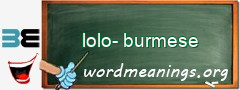 WordMeaning blackboard for lolo-burmese